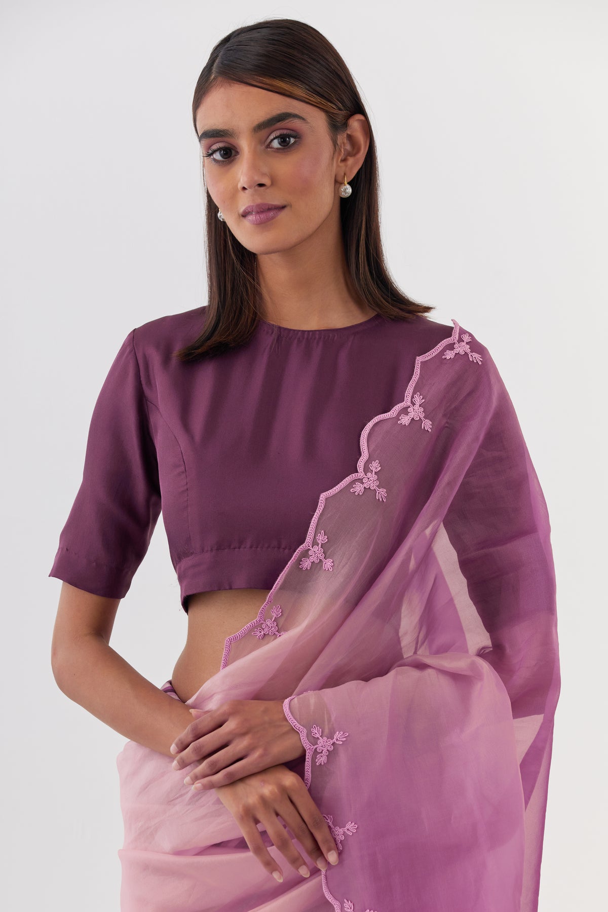 Suman Wine Saree Set