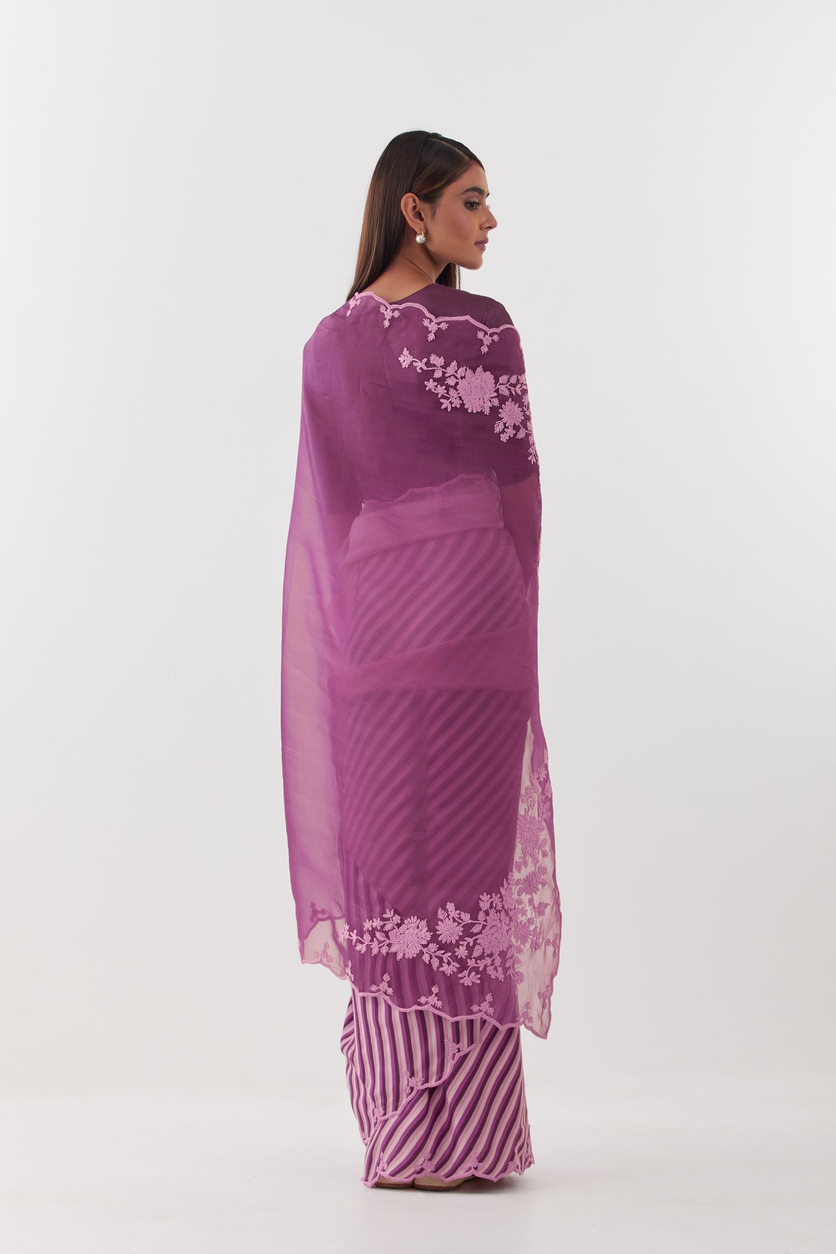 Suman Wine Saree Set