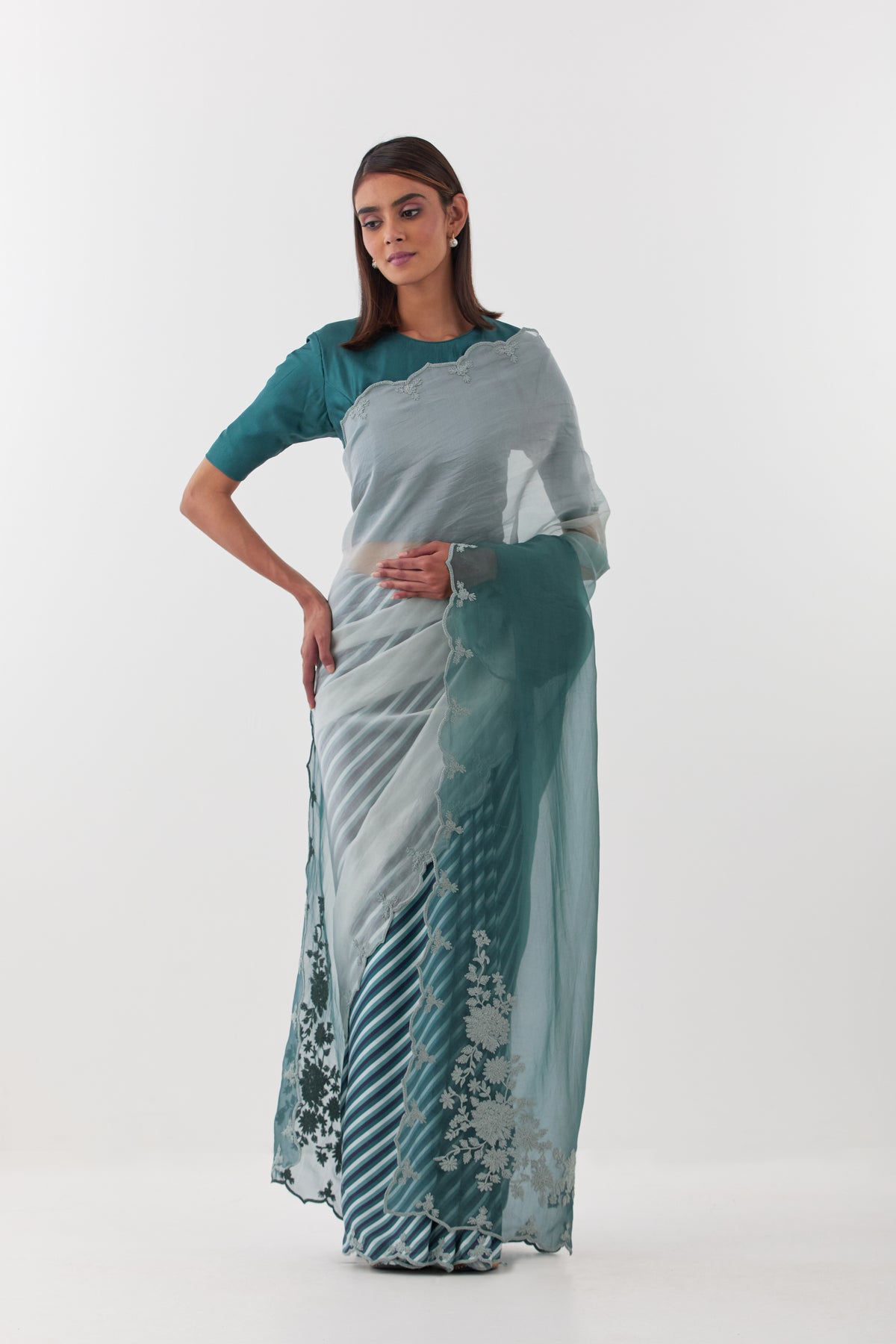 Suman Teal Saree Set