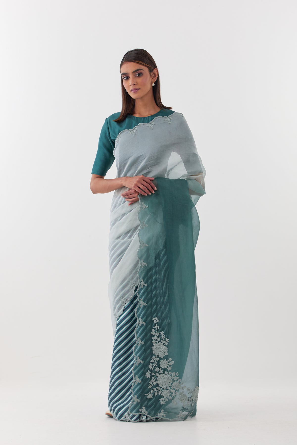 Suman Teal Saree Set