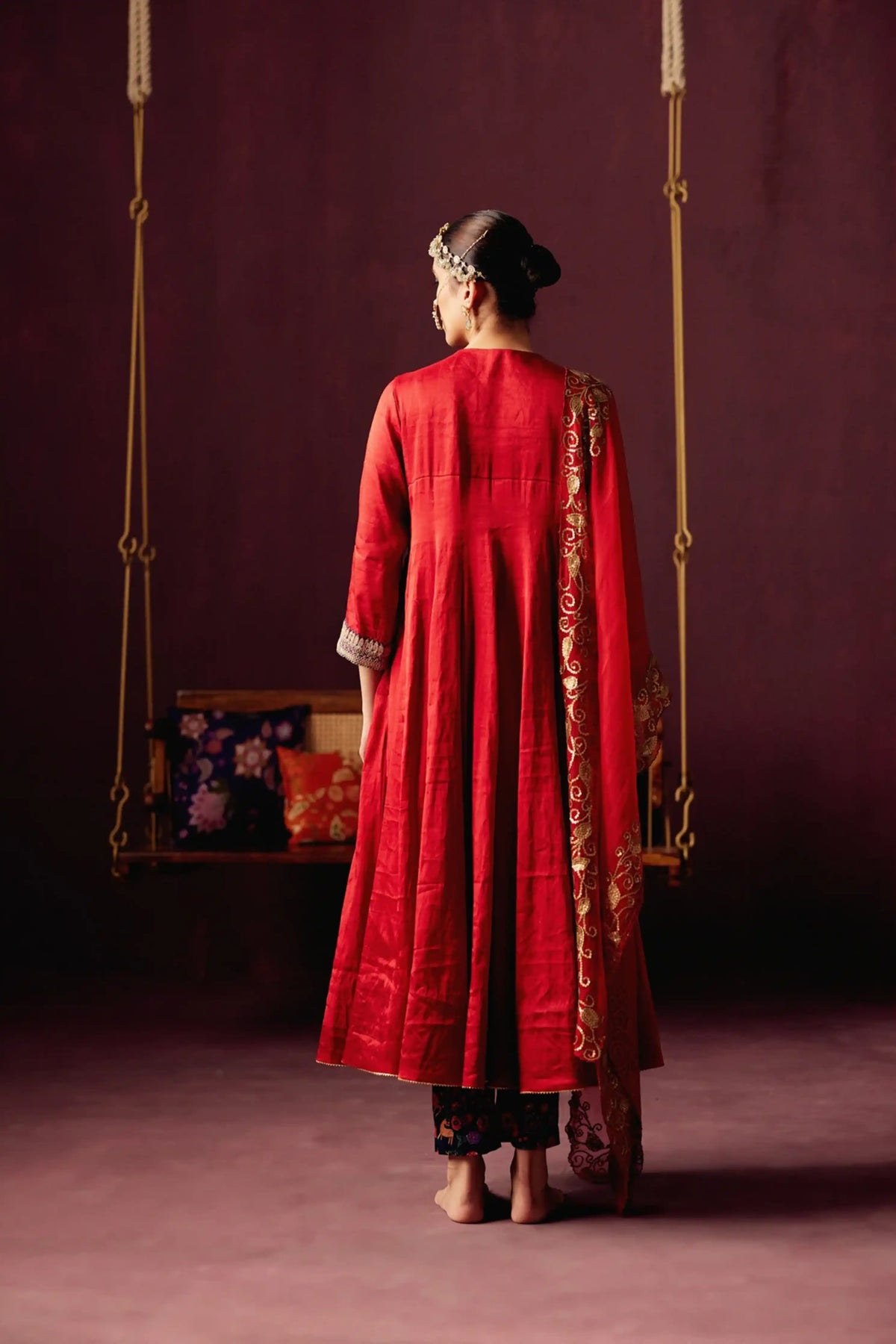 Red Anarkali Set
