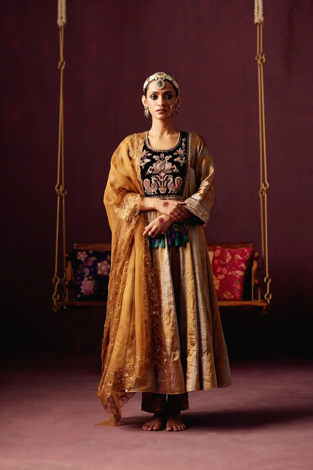 Gold Anarkali Set