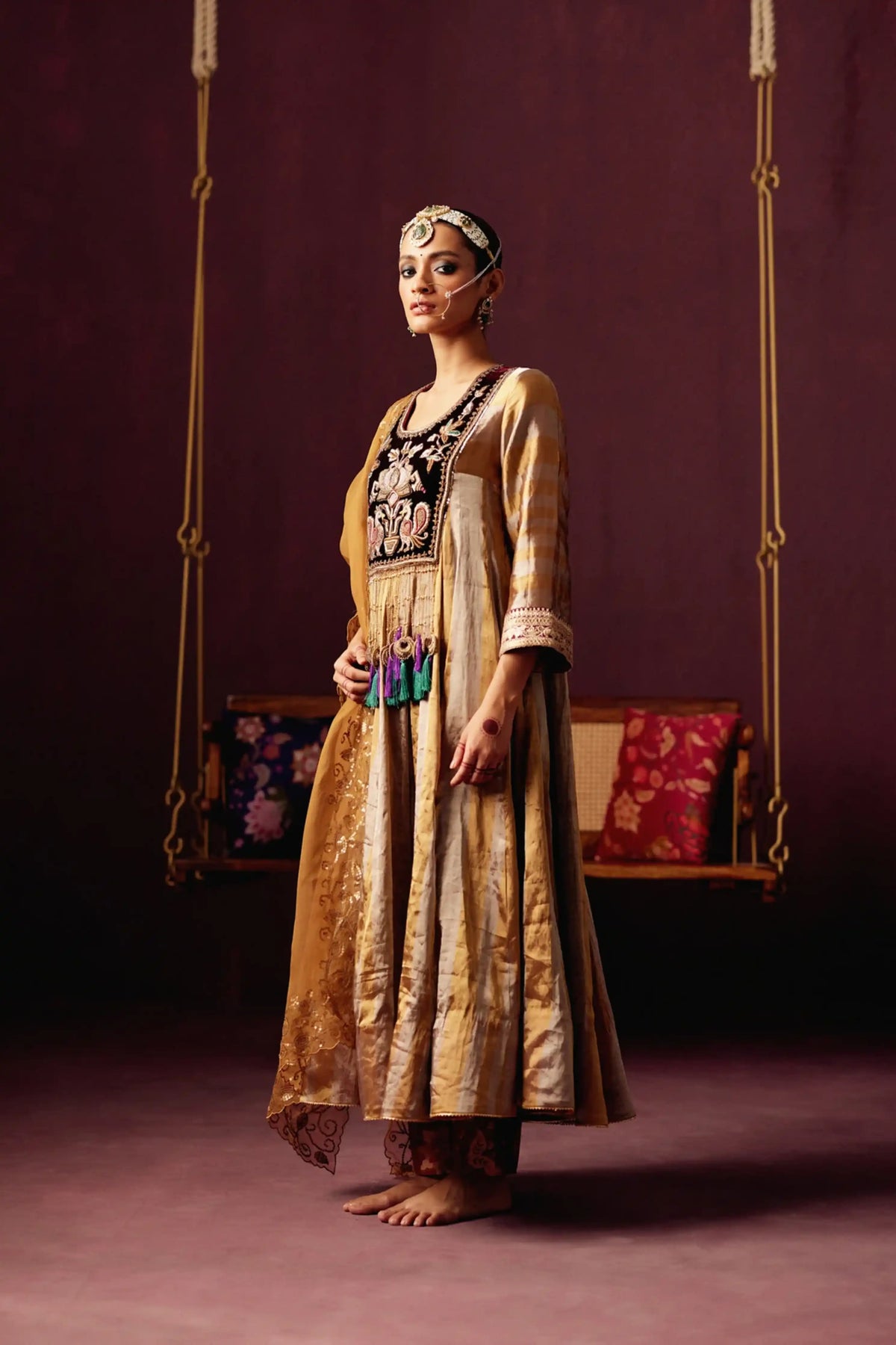 Gold Anarkali Set