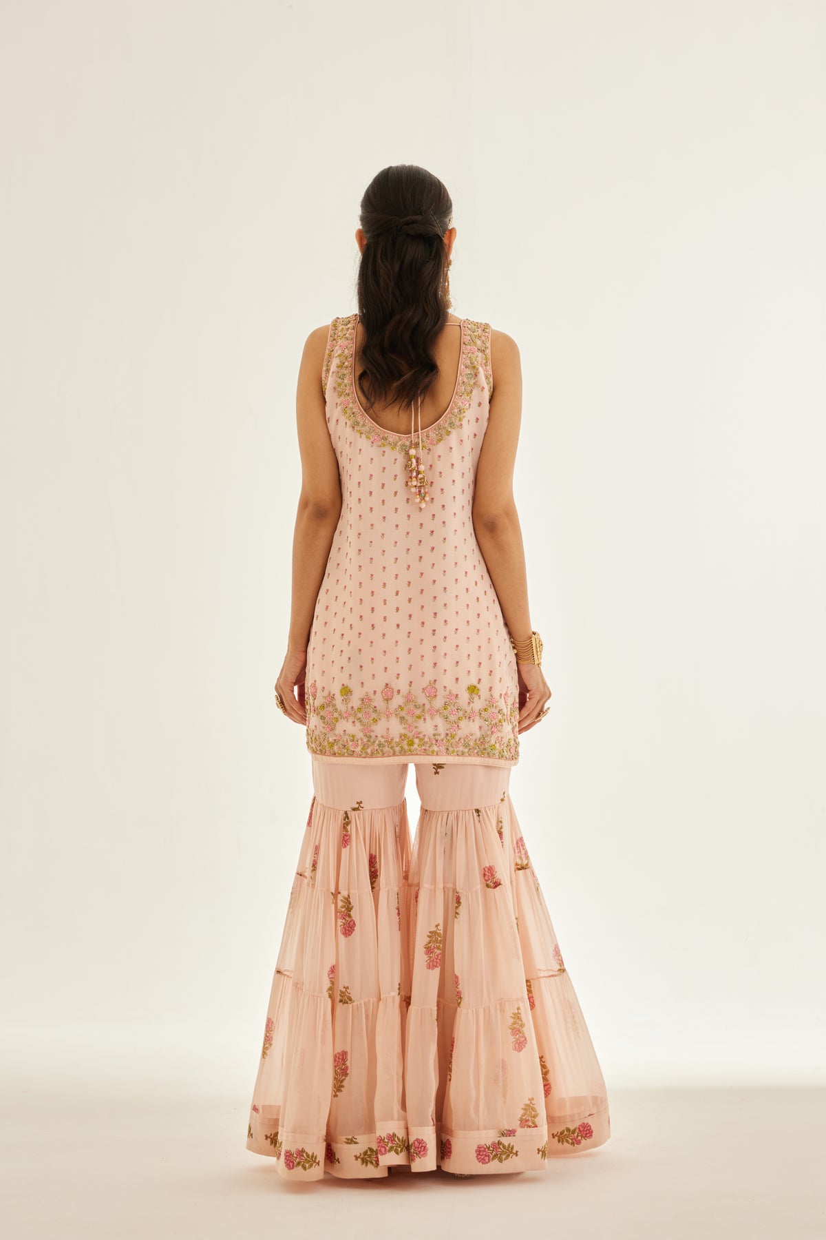Block Printed Embroidered Sharara Set