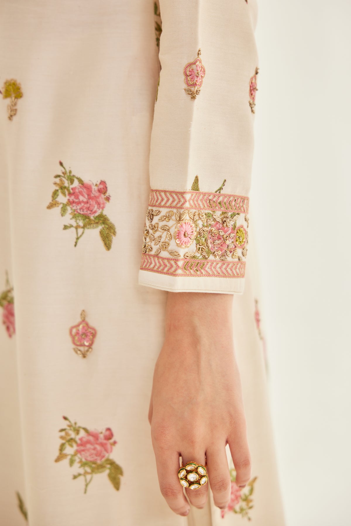 White Chanderi Kurta Set