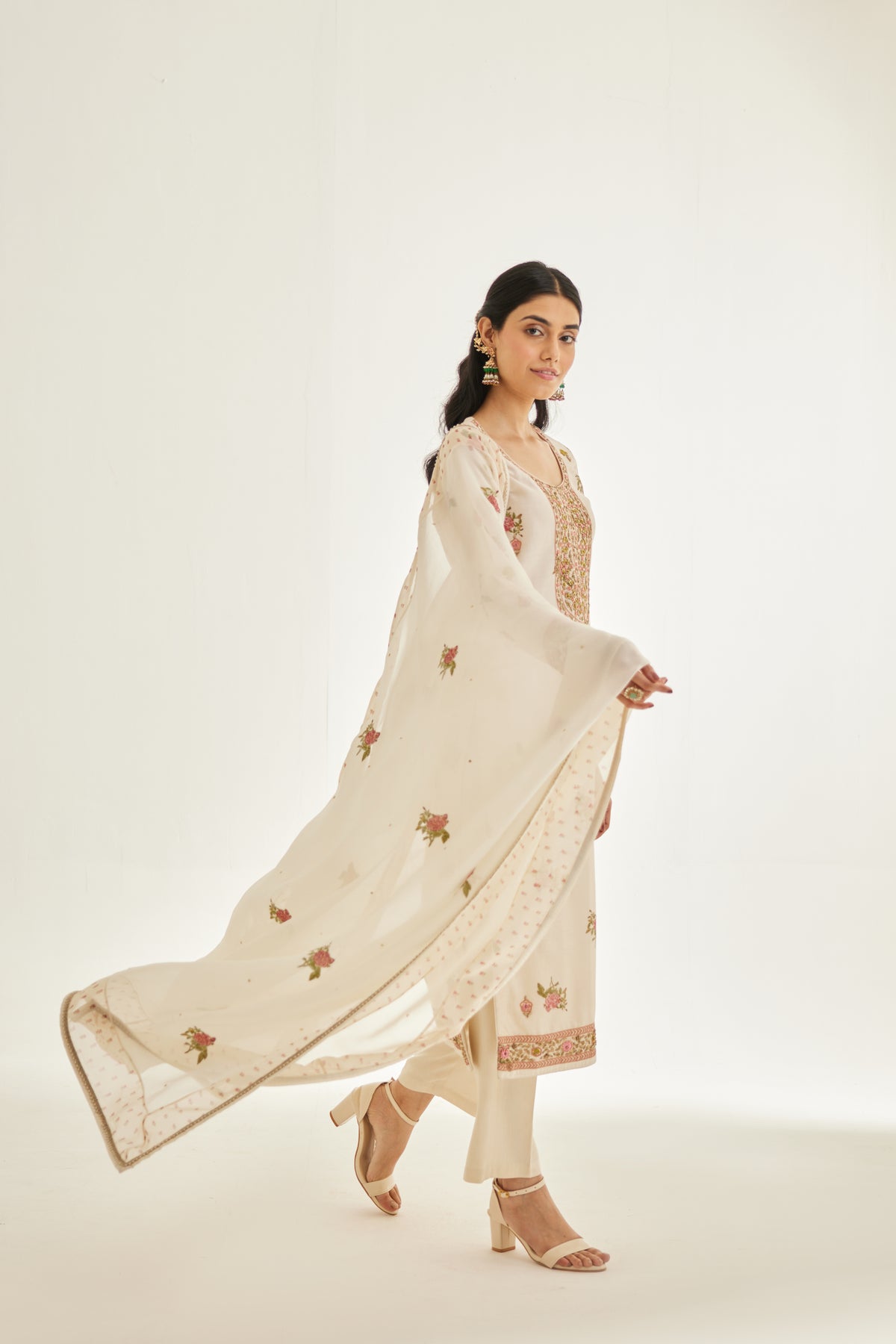 White Chanderi Kurta Set