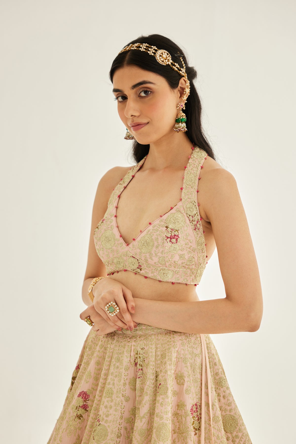Shell Pink Raw Silk Lehenga Set
