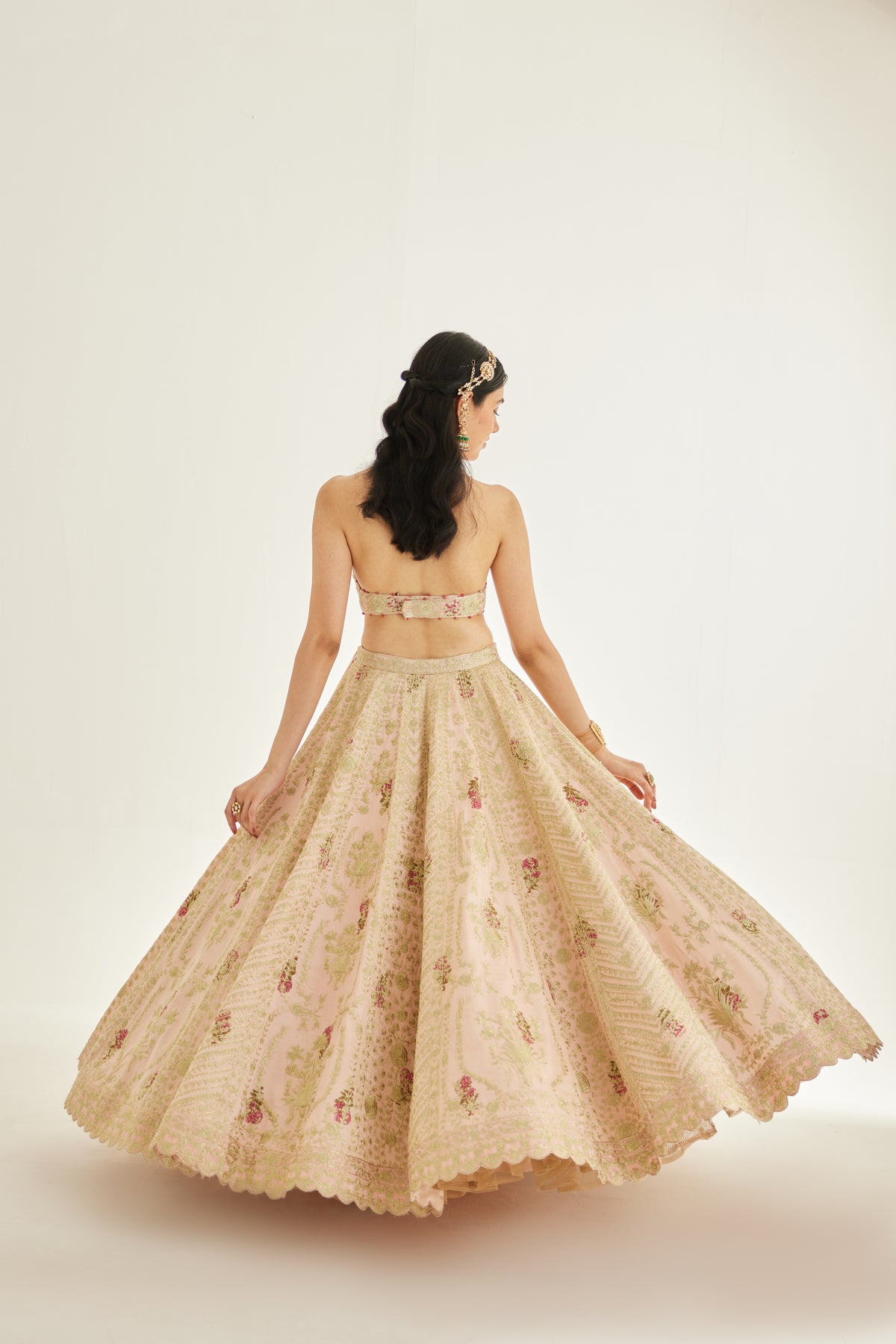 Shell Pink Raw Silk Lehenga Set