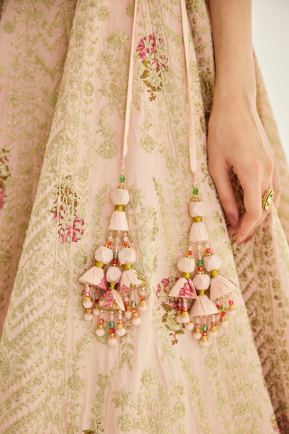 Shell Pink Raw Silk Lehenga Set