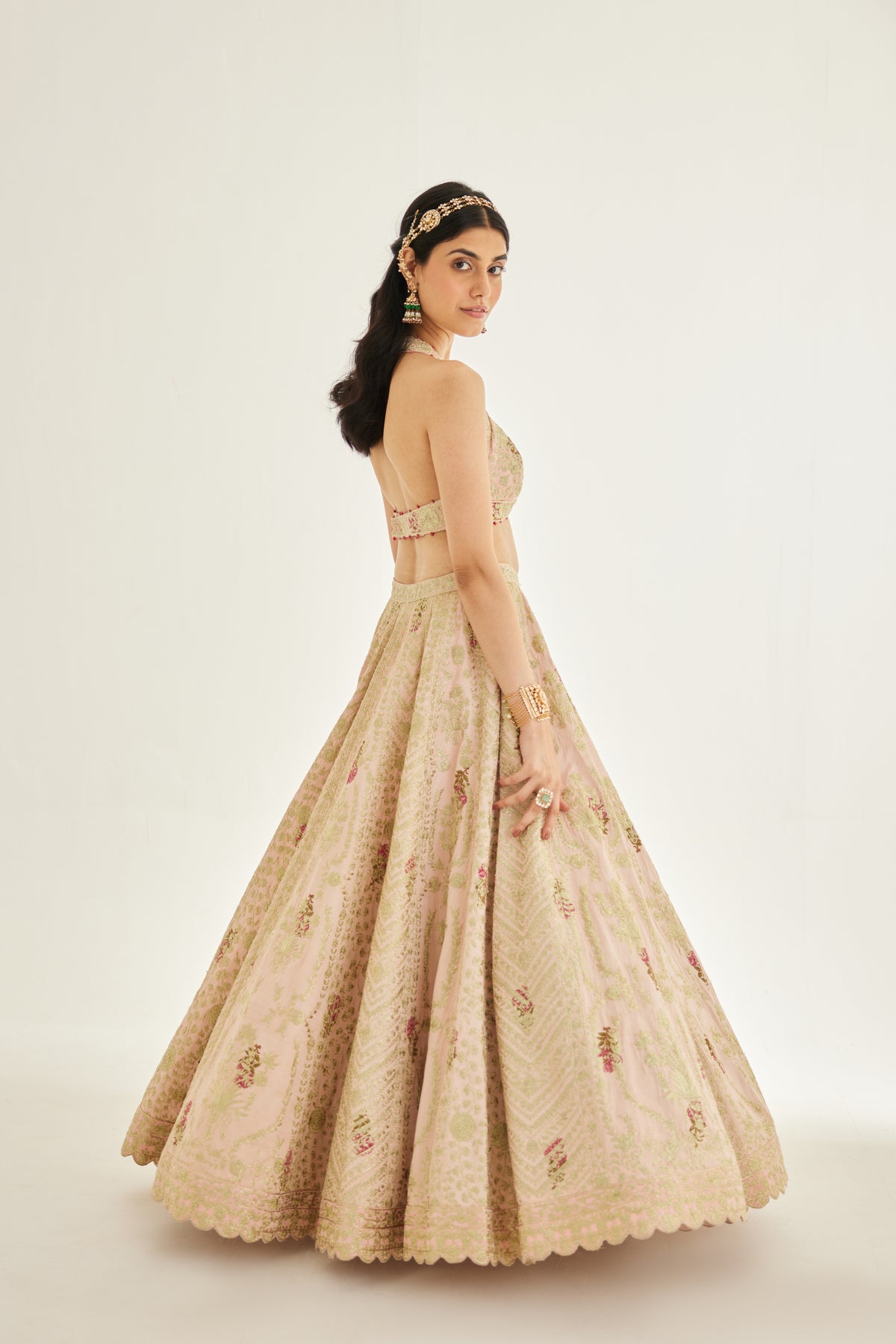 Shell Pink Raw Silk Lehenga Set