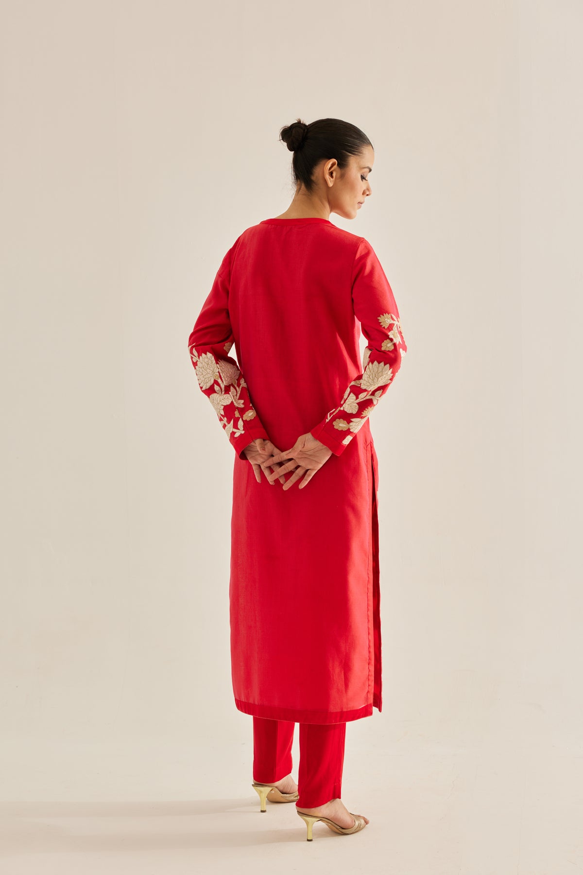 Gold Appliqued Embroidered Kurta Set