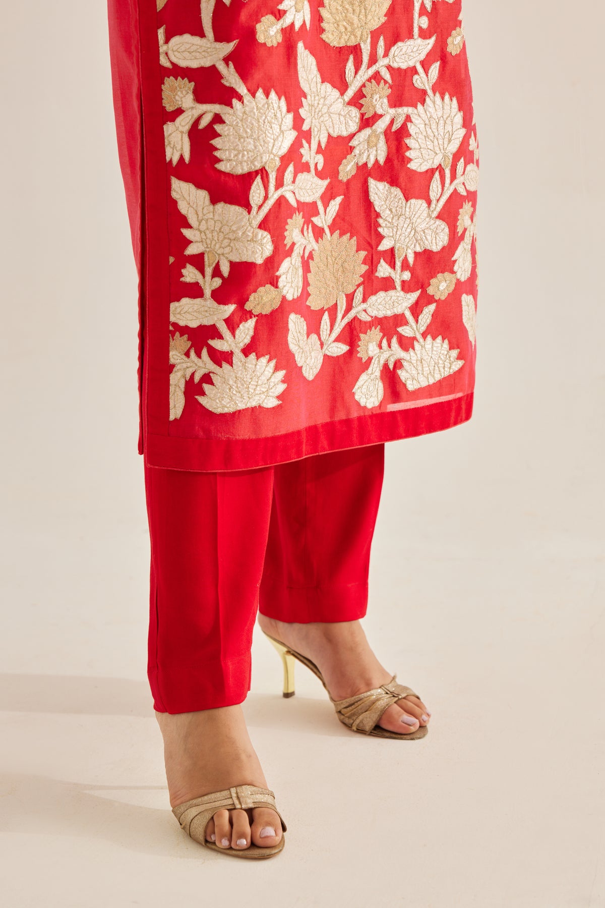 Gold Appliqued Embroidered Kurta Set