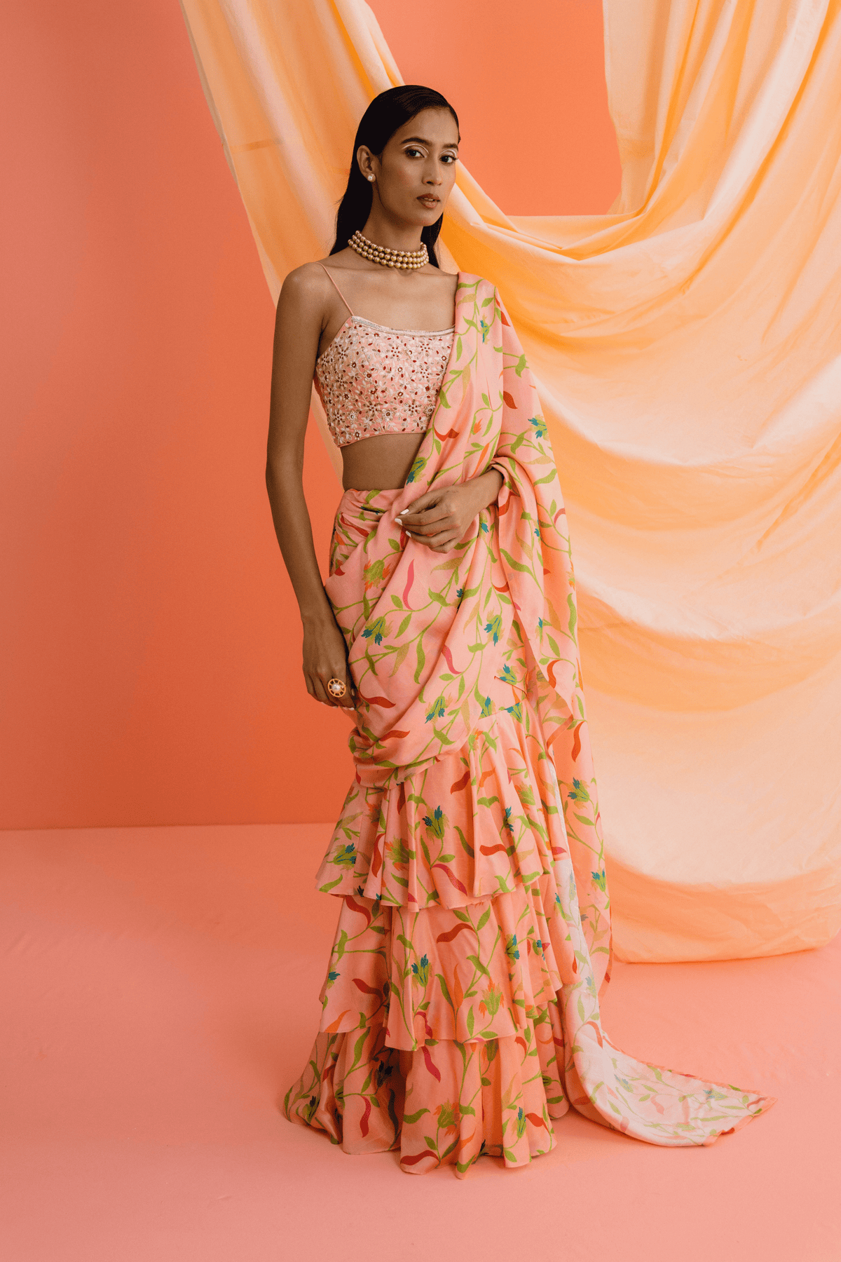 Ruffle Pre Stitched Saree
