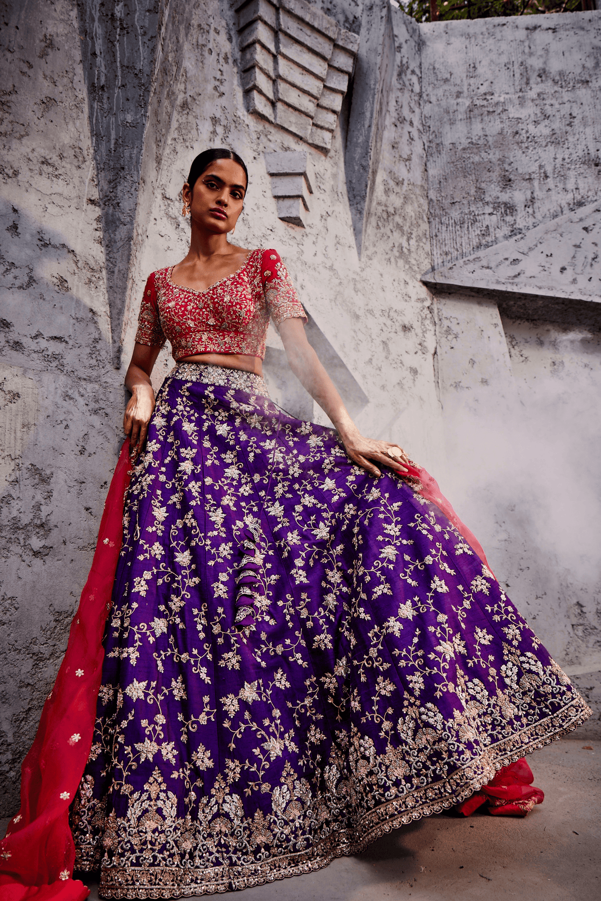 Purple All Over Creepers Lehenga