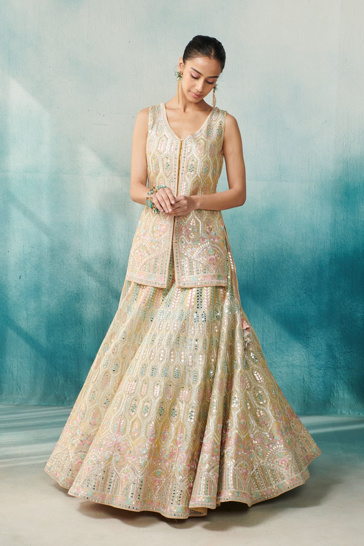 Lemon Yellow Lehenga Jacket Set