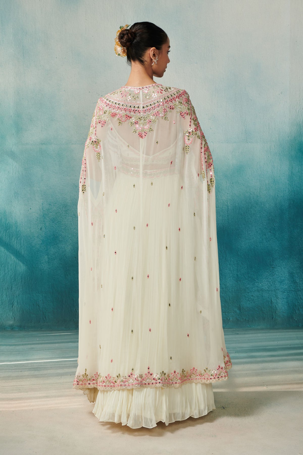 Off White Embroidered Lehenga Set
