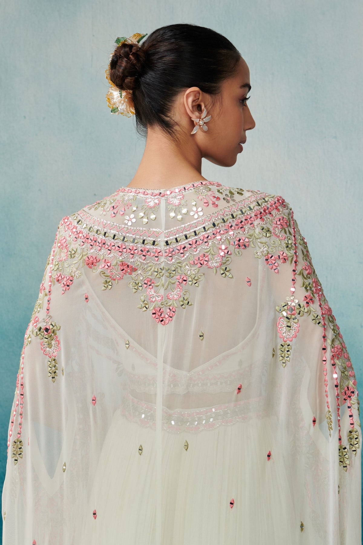 Off White Embroidered Lehenga Set