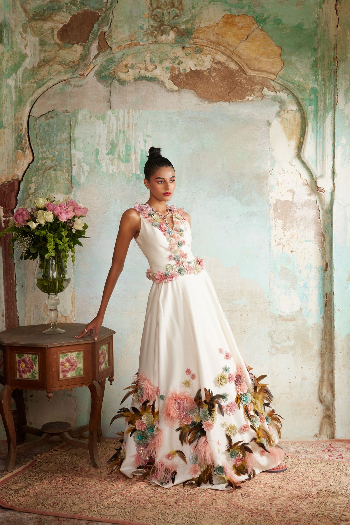Classic Ivory Corsage Gilet Set