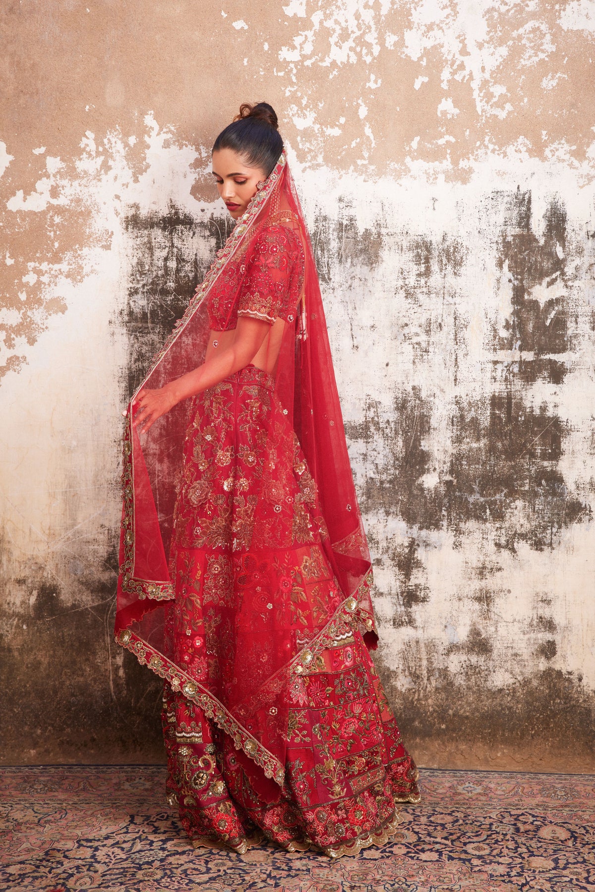 Red Multi Patchwork Lehenga Set