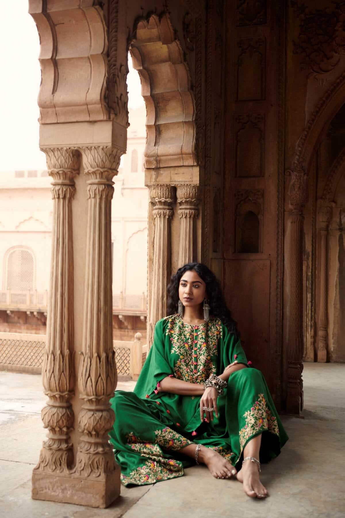 Embroidered Kaftan With Sharara