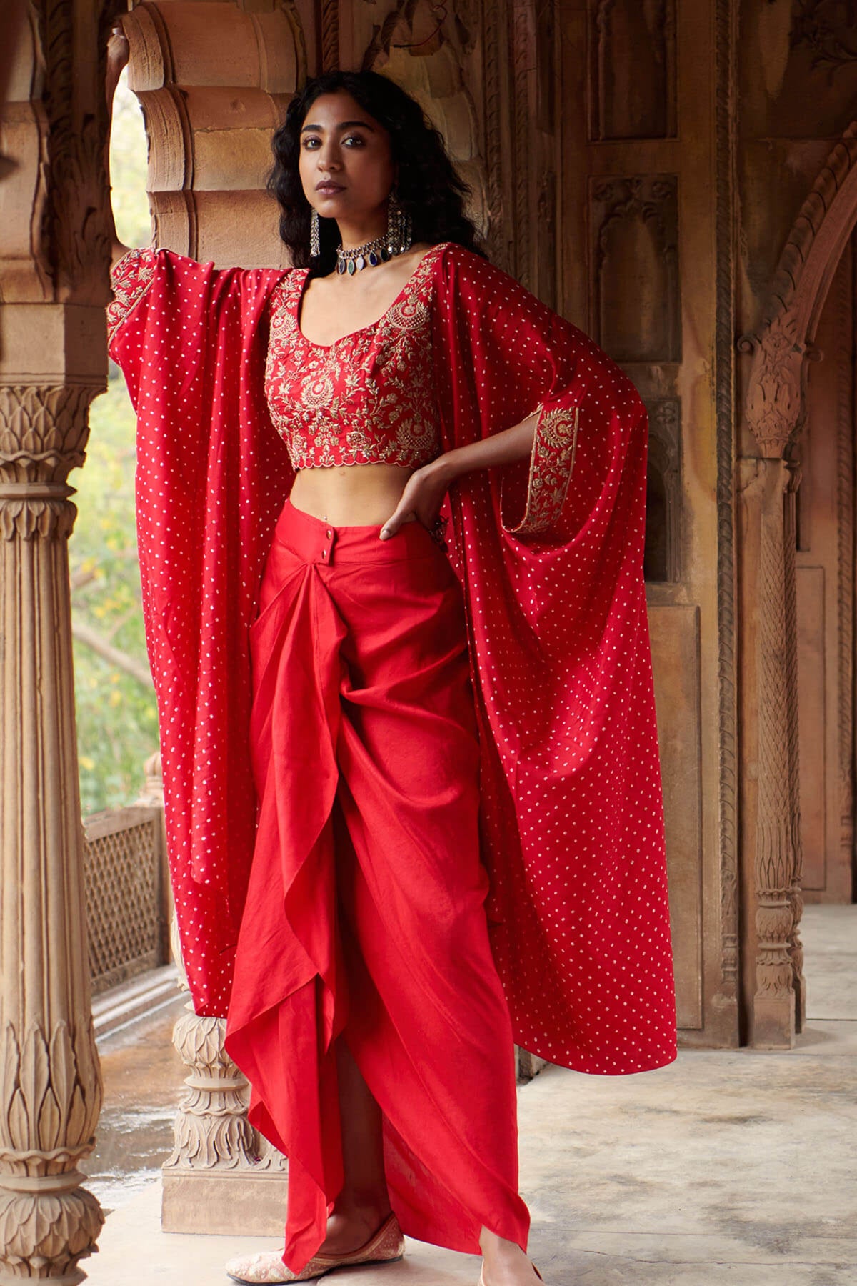 Bandhani Cape set