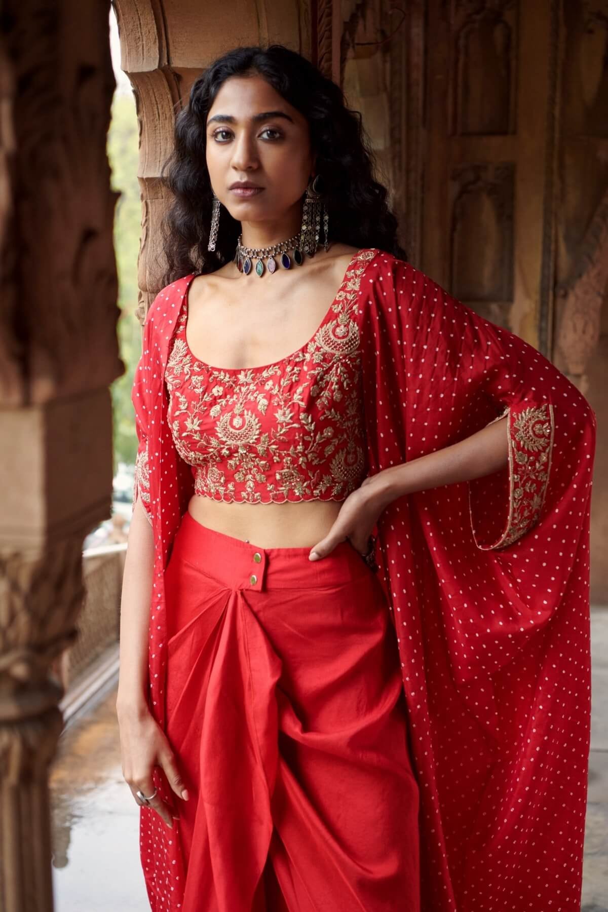 Bandhani Cape set