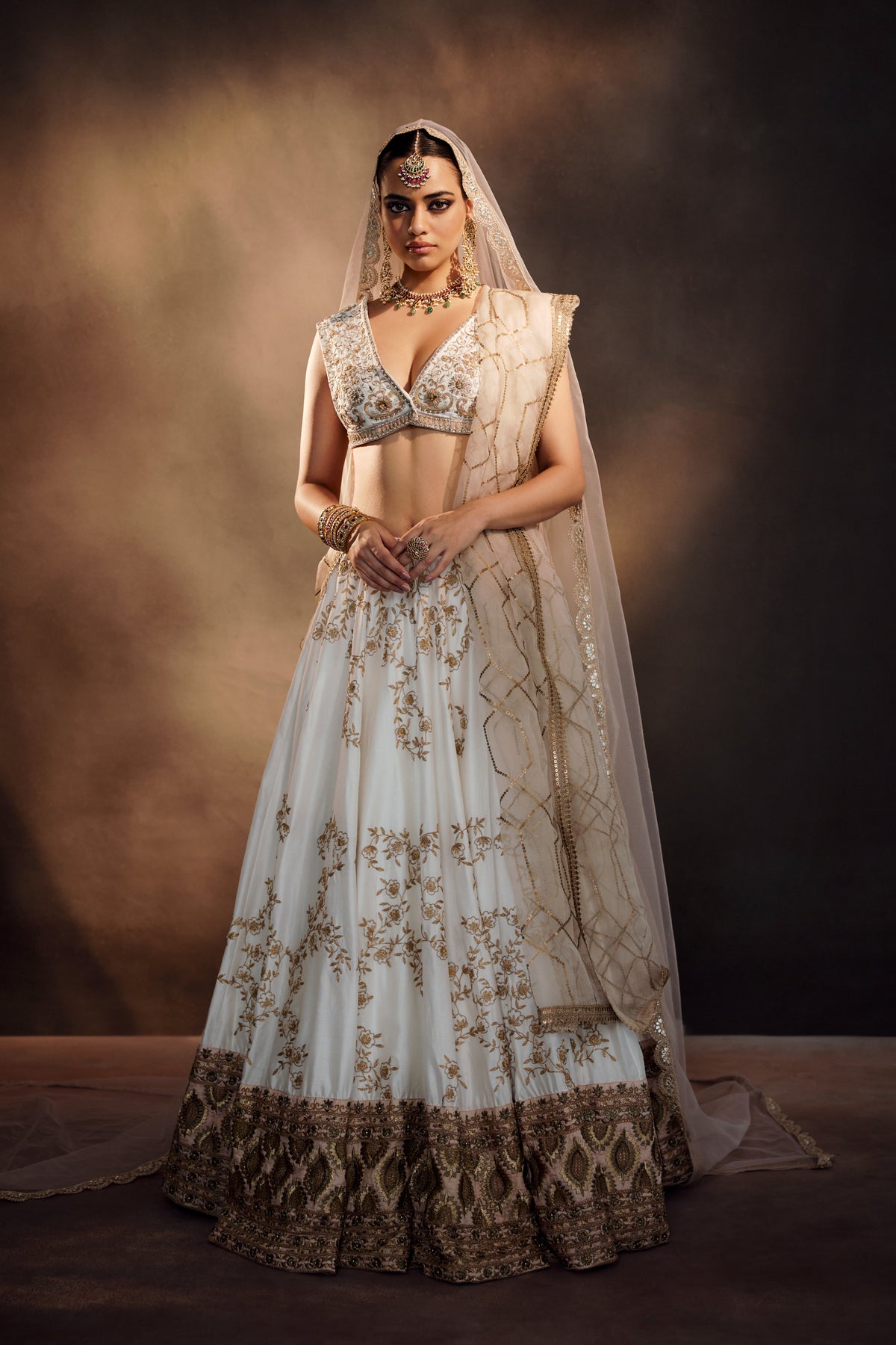 Ivory Blush Peral Embrodiery Lehenga