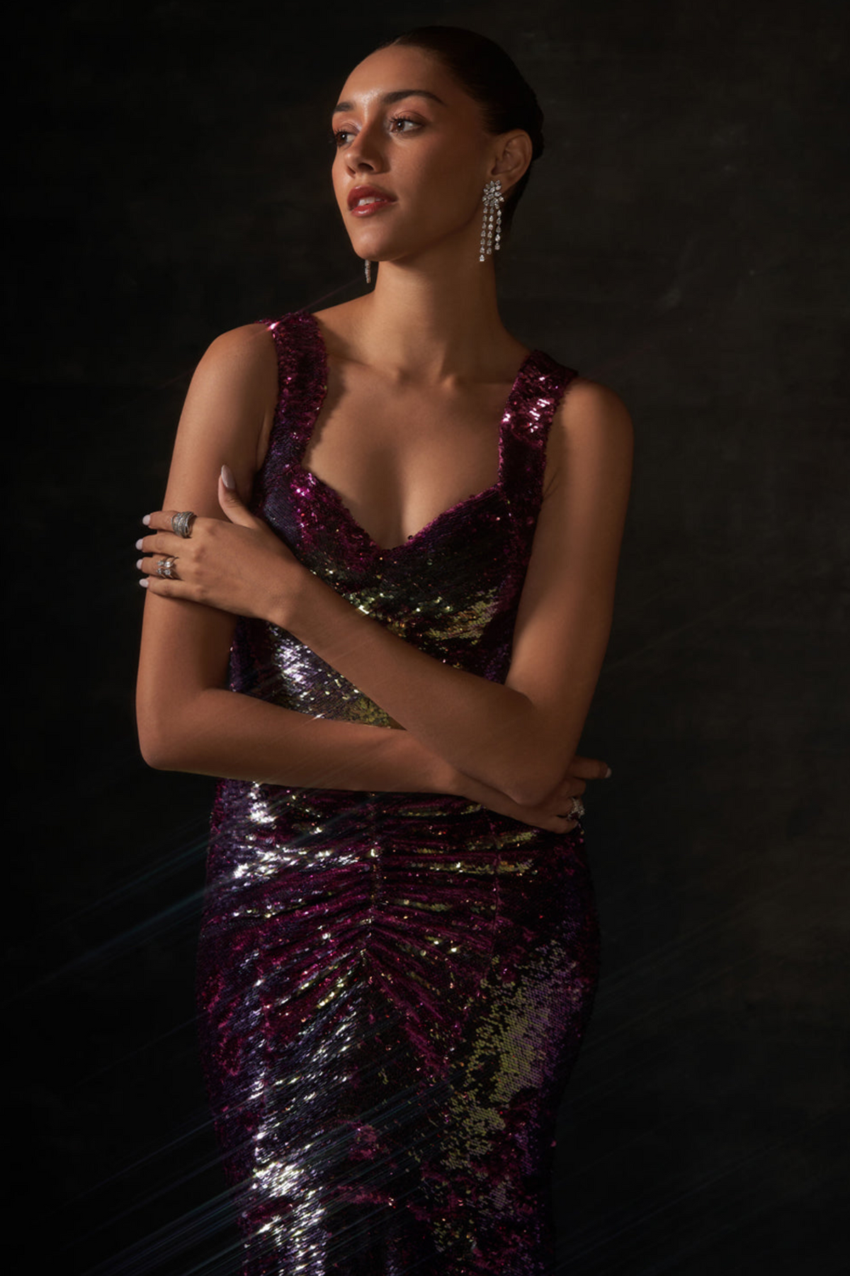 Pink and Gold Sequin Long Gown