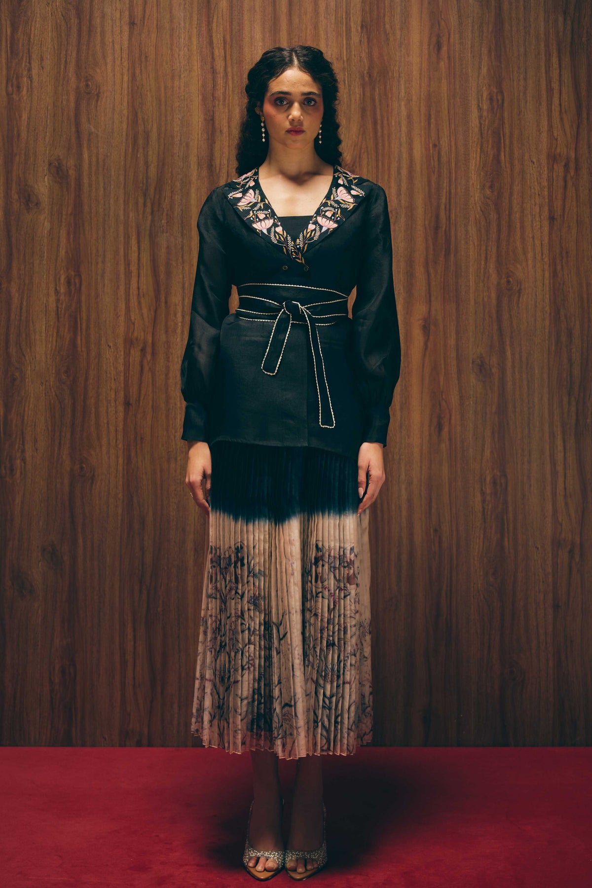 Midnight Bloom Black Jacket Set