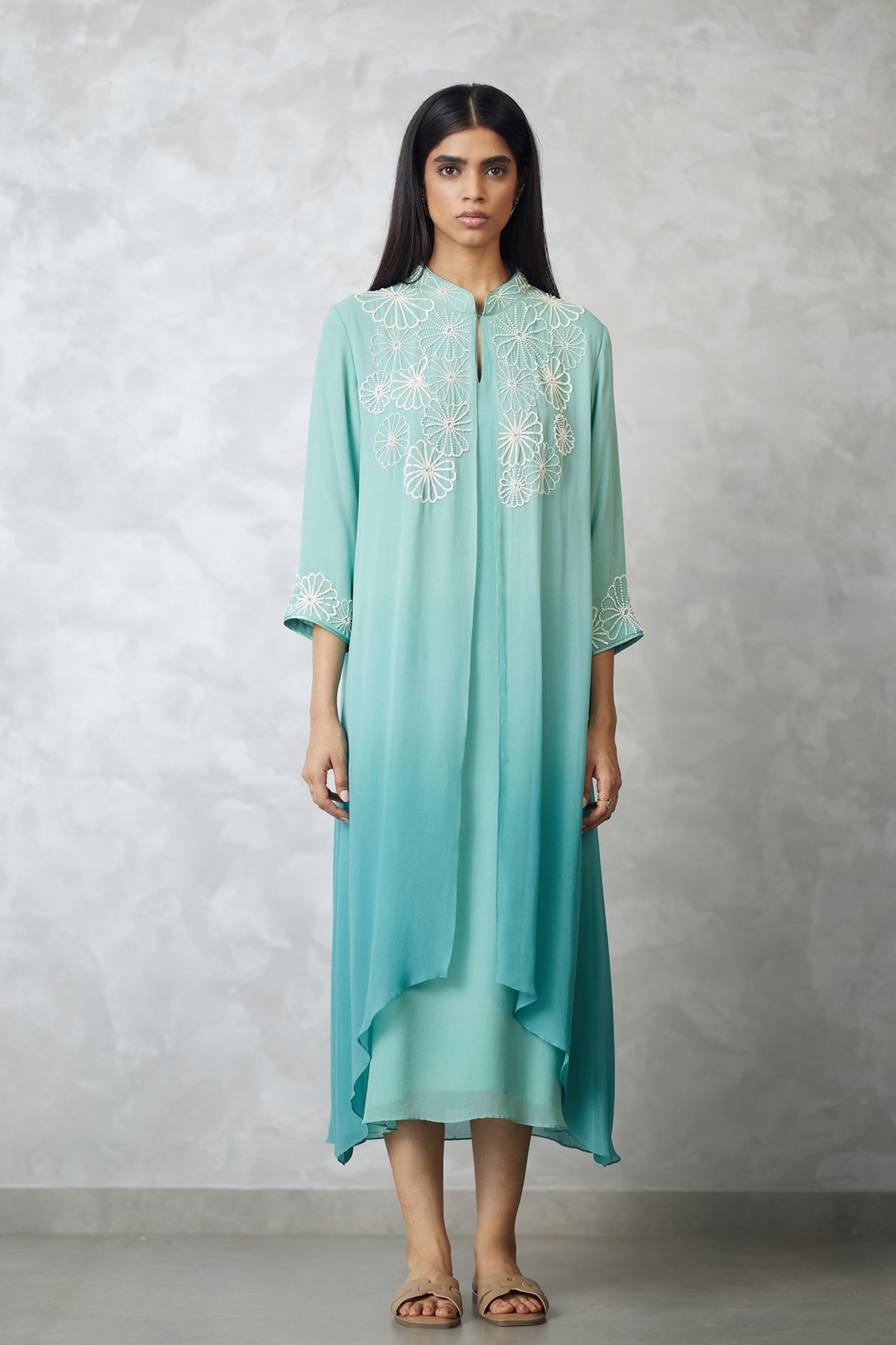 Seafoam Blocked Faux Jacket Dress