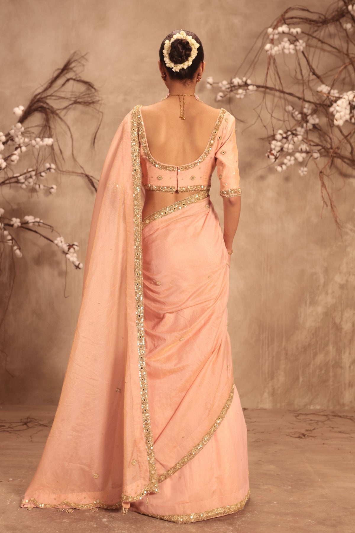 Light Pink Scallop Saree Set