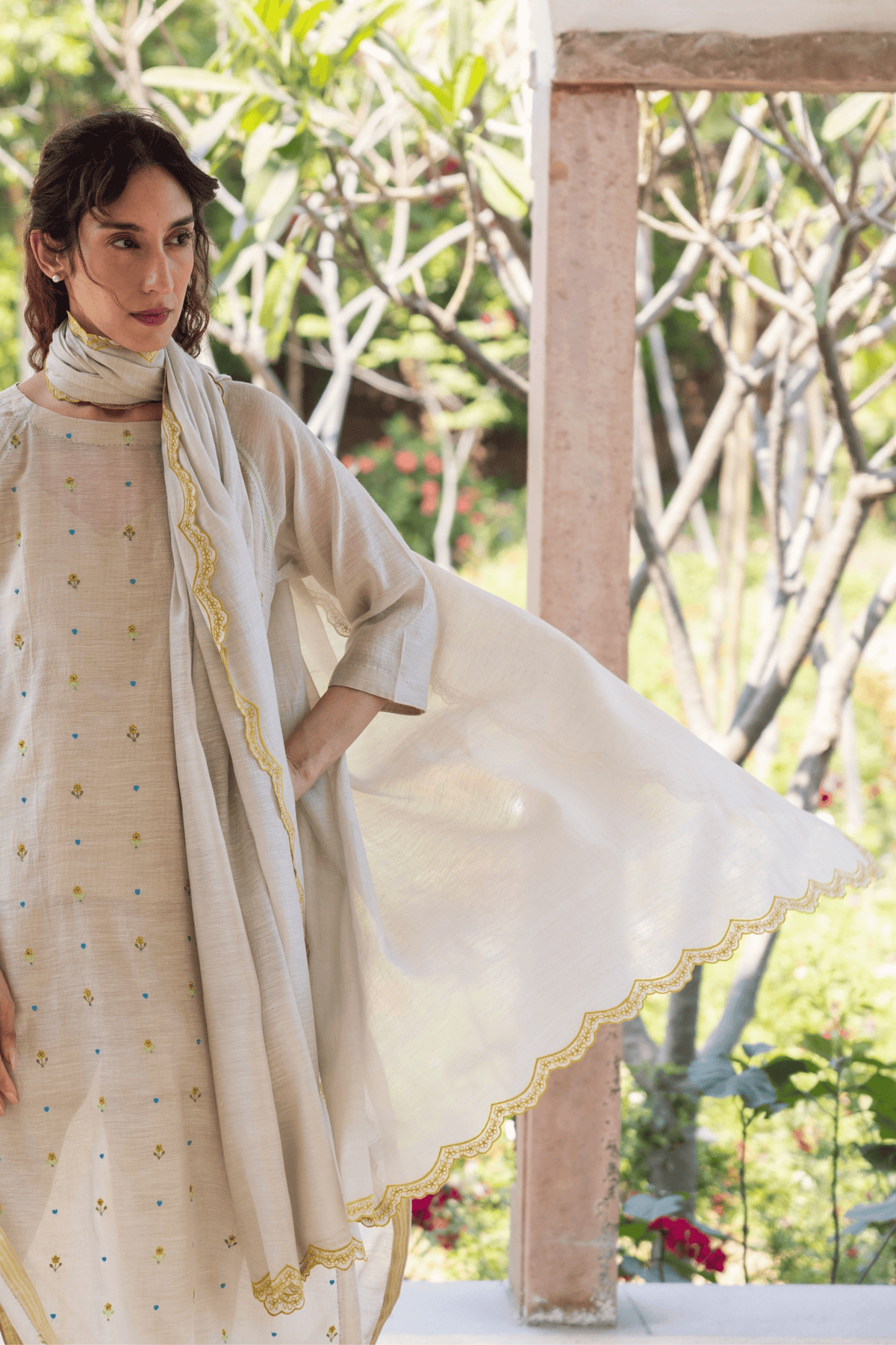 Enchanted Meadow Beige Kurta Set