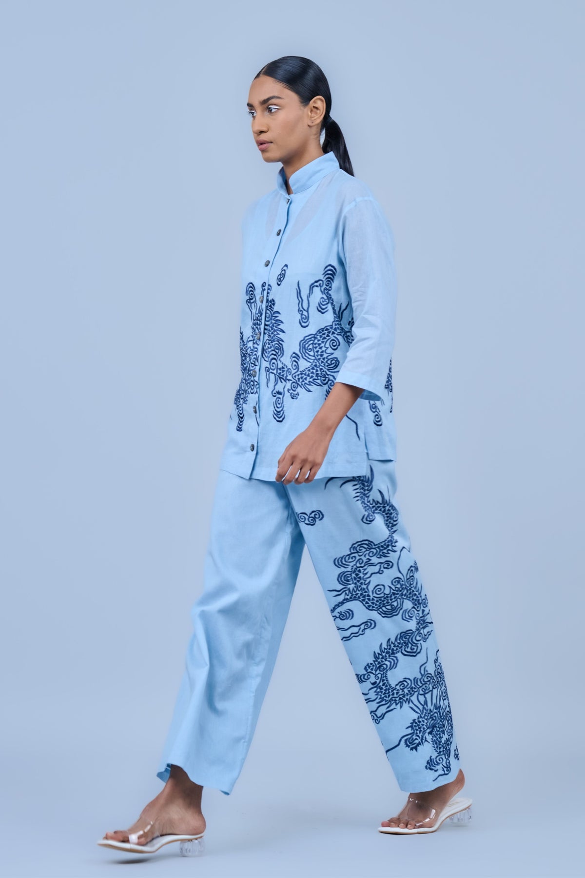 Ice Blue Threadwork Shirt
