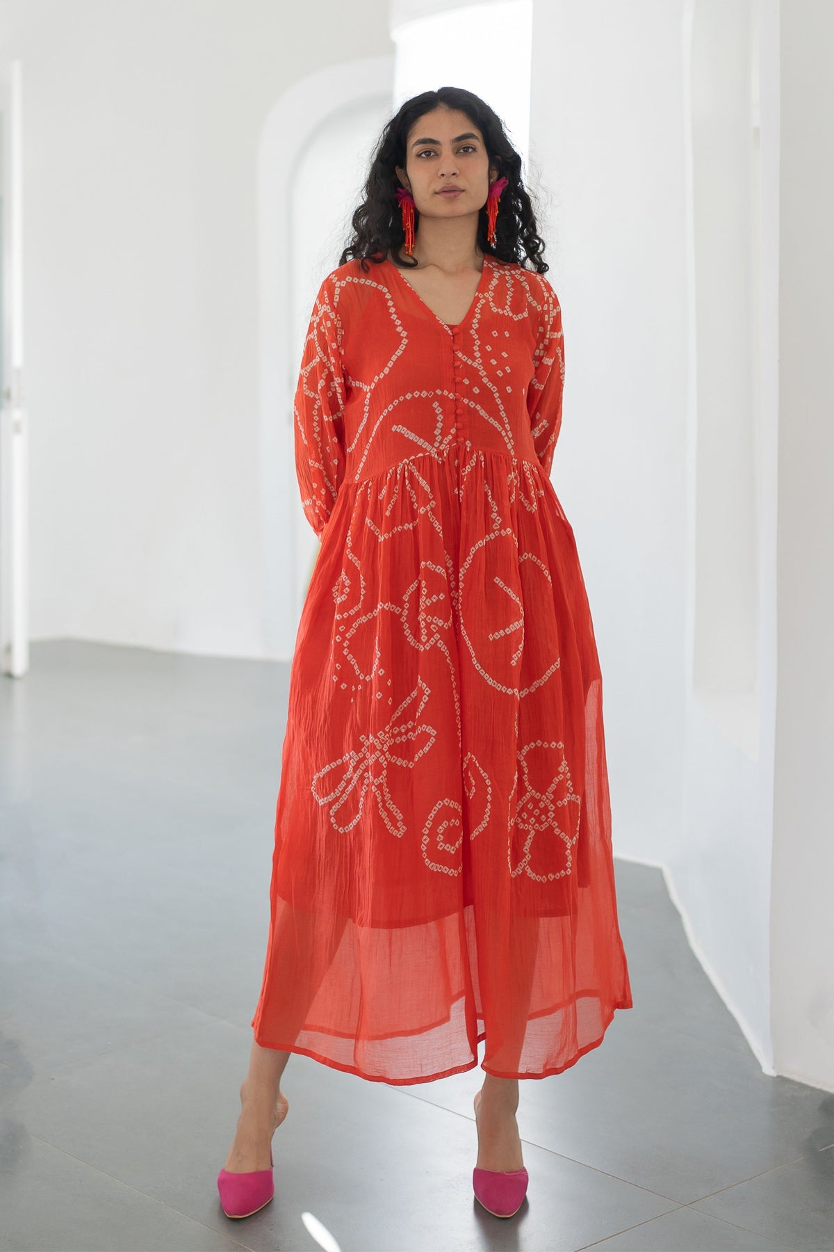 Fiery Orange Bandhani Dress