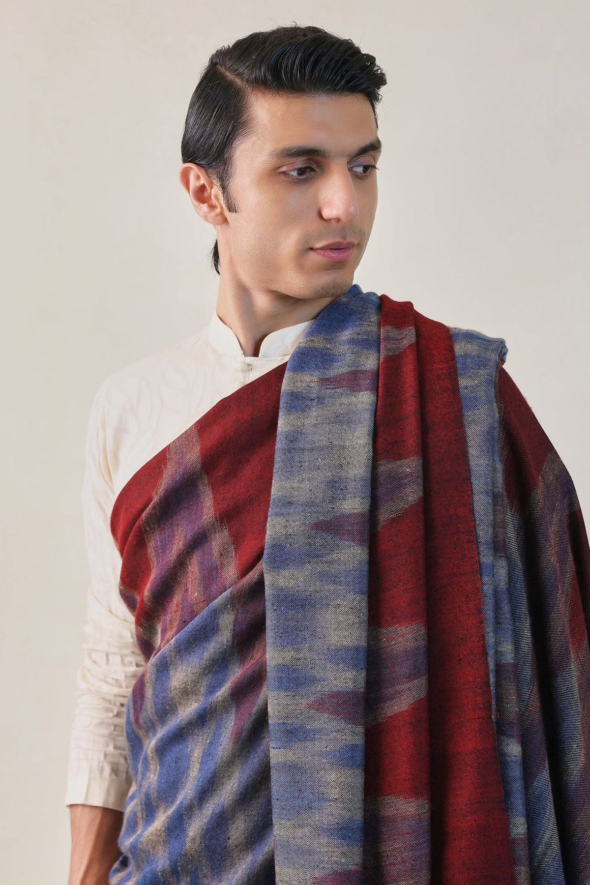 Dark Blue and Maroon Belgium Shawl