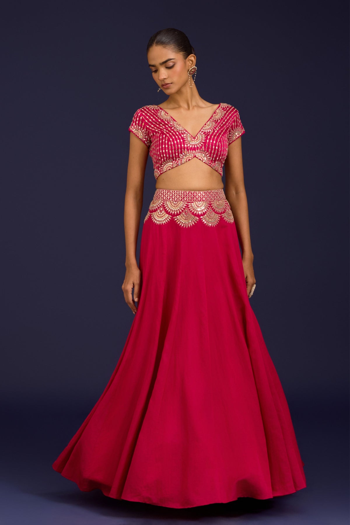 Fuchsia Embroidered Lehenga Set