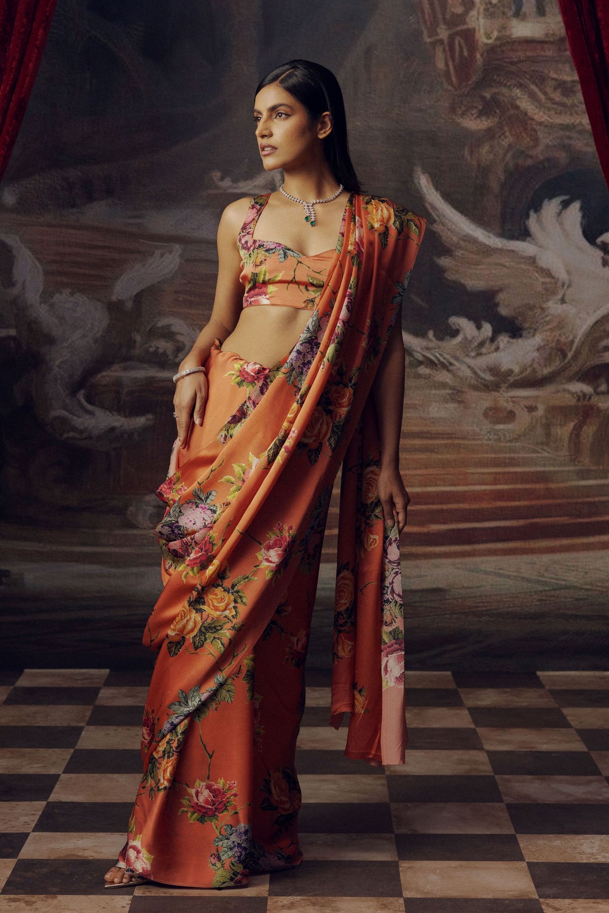 Mona Saree in Burnt Sienna