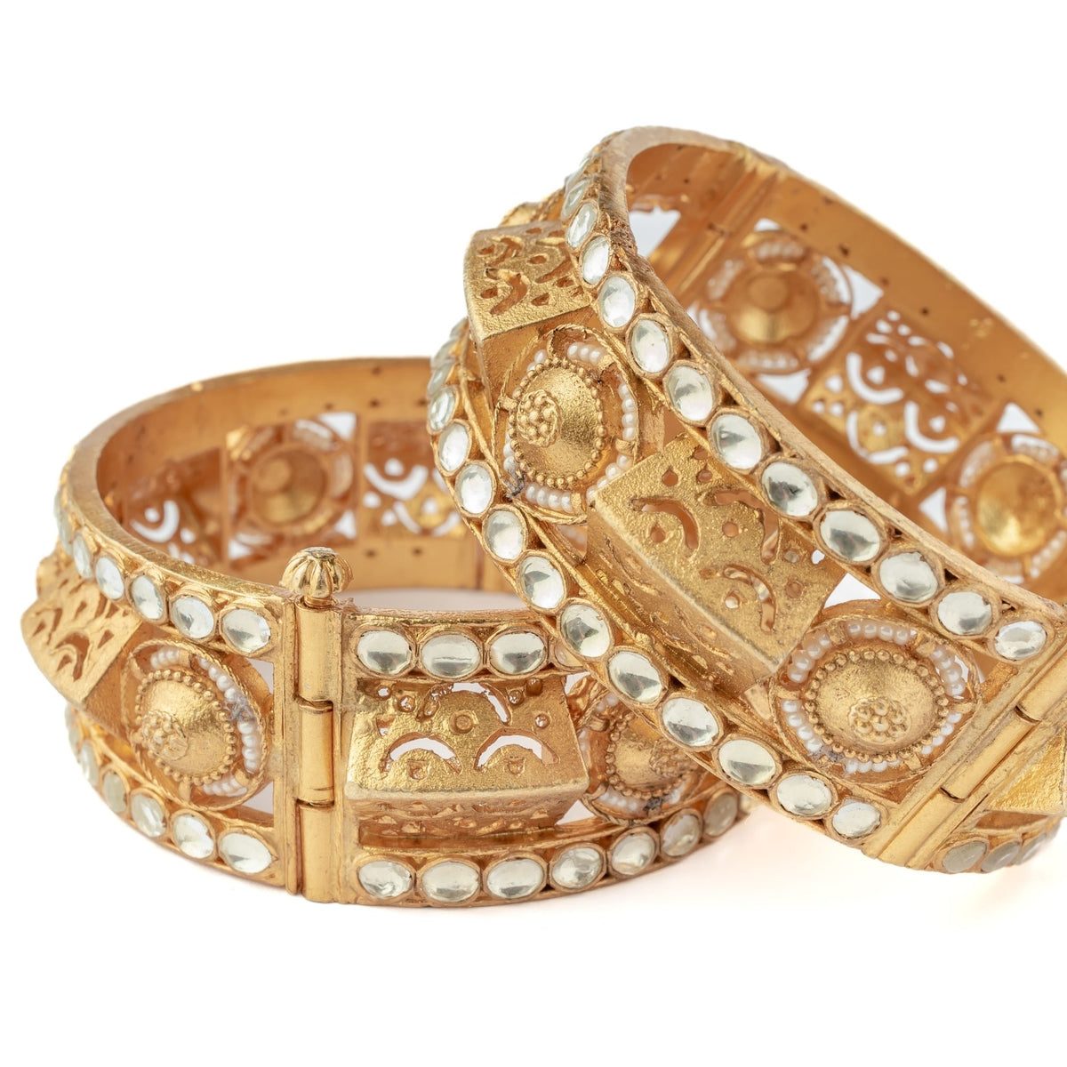Gold Plated Womens Polki Kundan Bangles