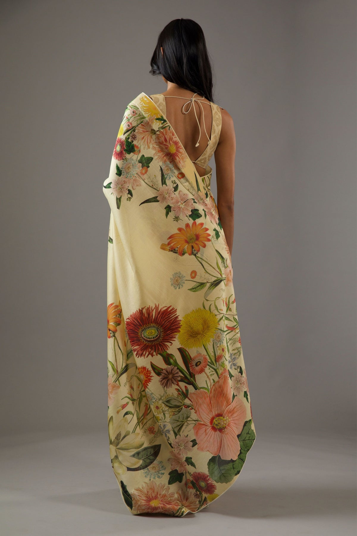 Lemon Yellow Chanderi Saree