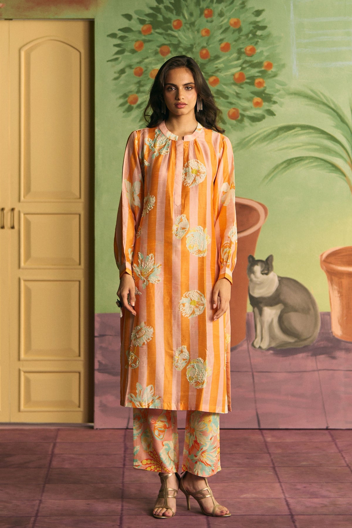 Peach Citrus Rhythm Kurta Set