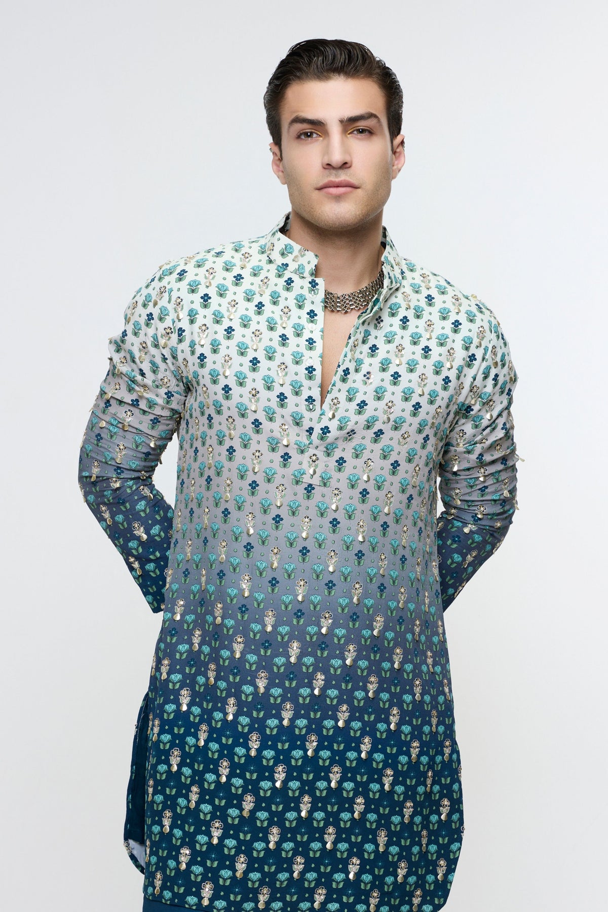 Arhaan Ombre Butti Printed Bundi Set