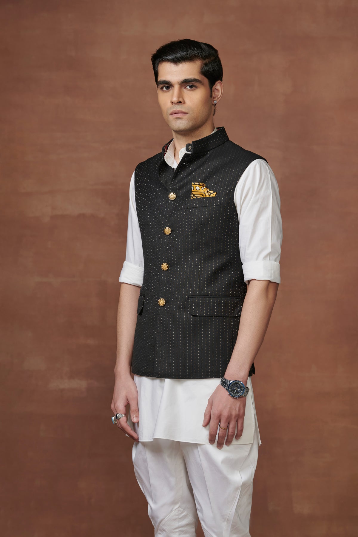 Black and Gold Thread Waistcoat