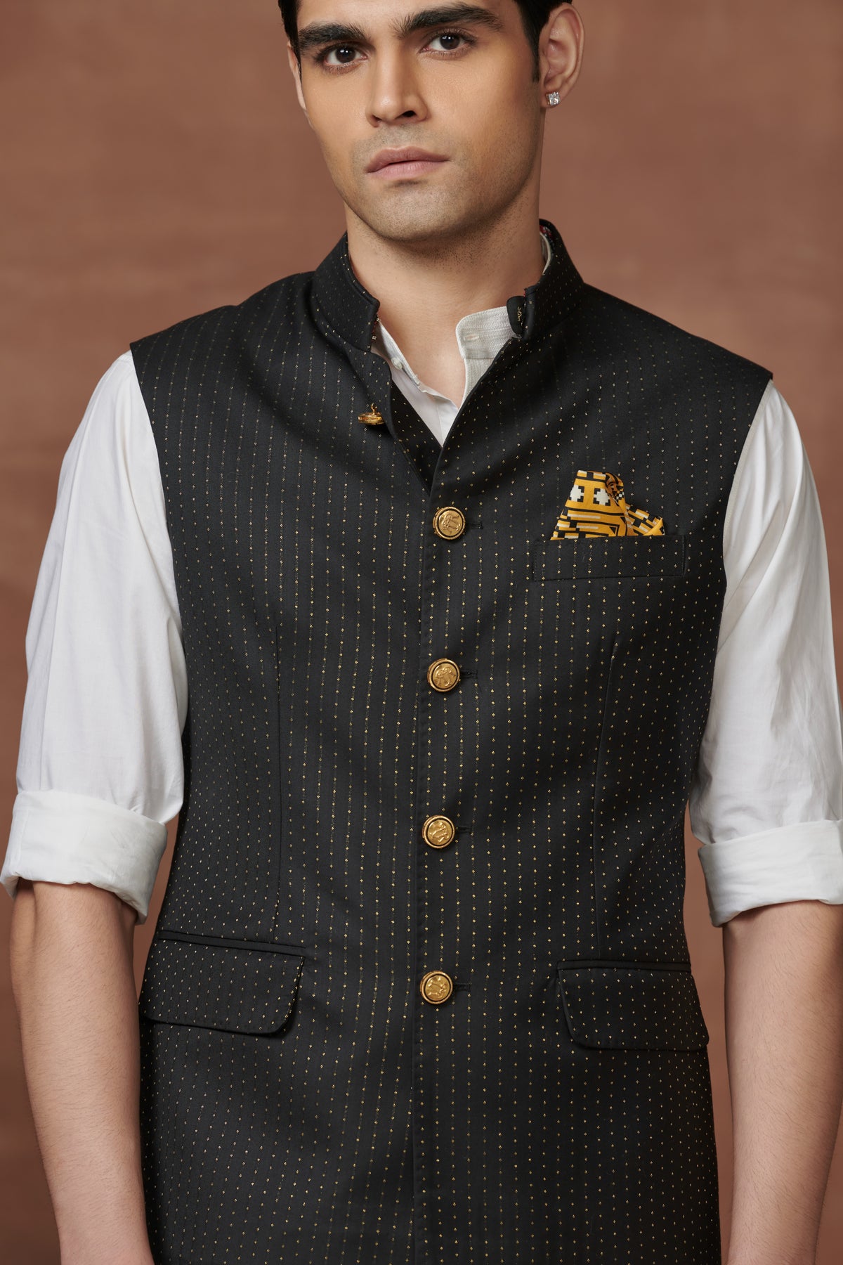 Black and Gold Thread Waistcoat