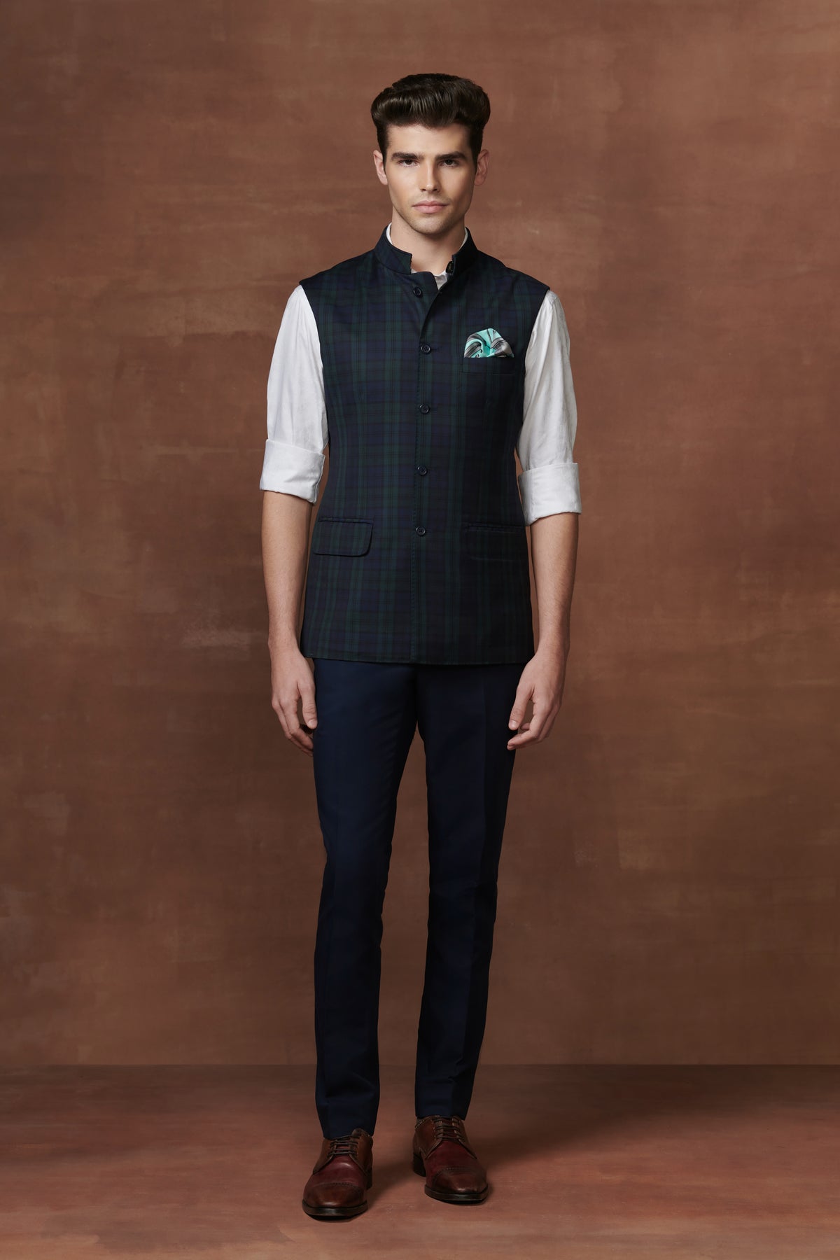 Black Checkered Elegance Waistcoat