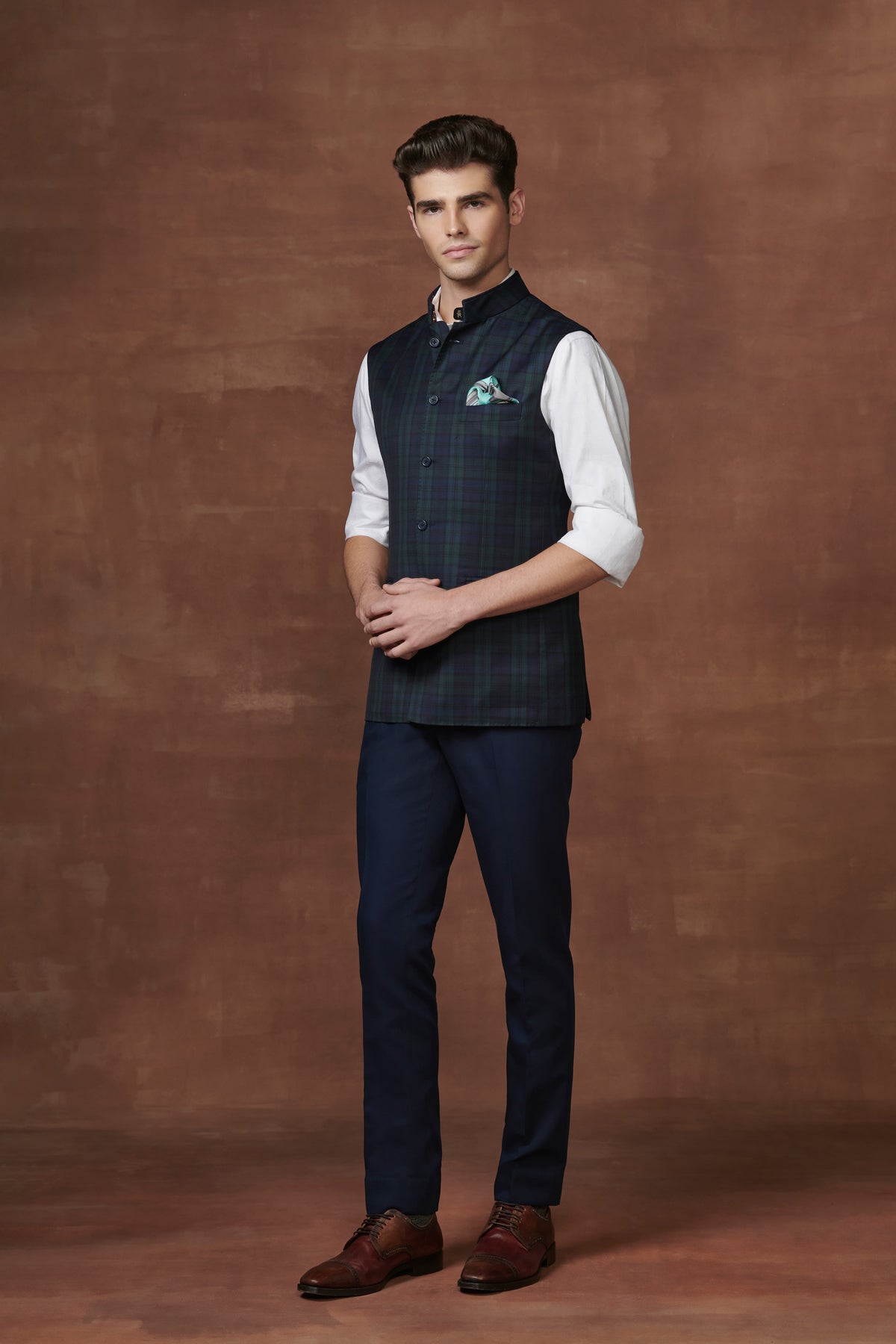 Black Checkered Elegance Waistcoat