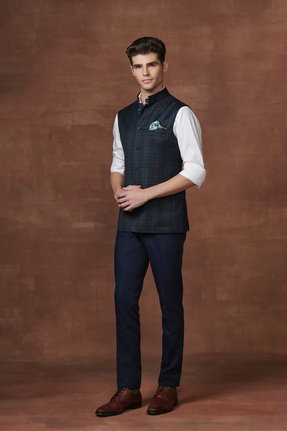 Black Checkered Elegance Waistcoat