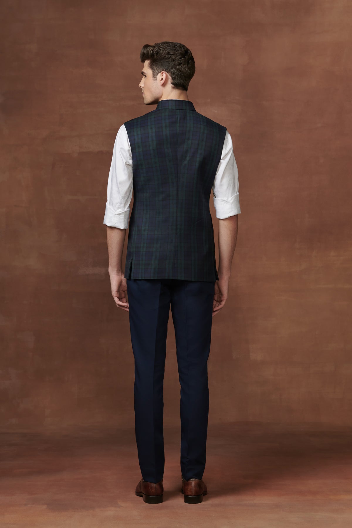 Black Checkered Elegance Waistcoat