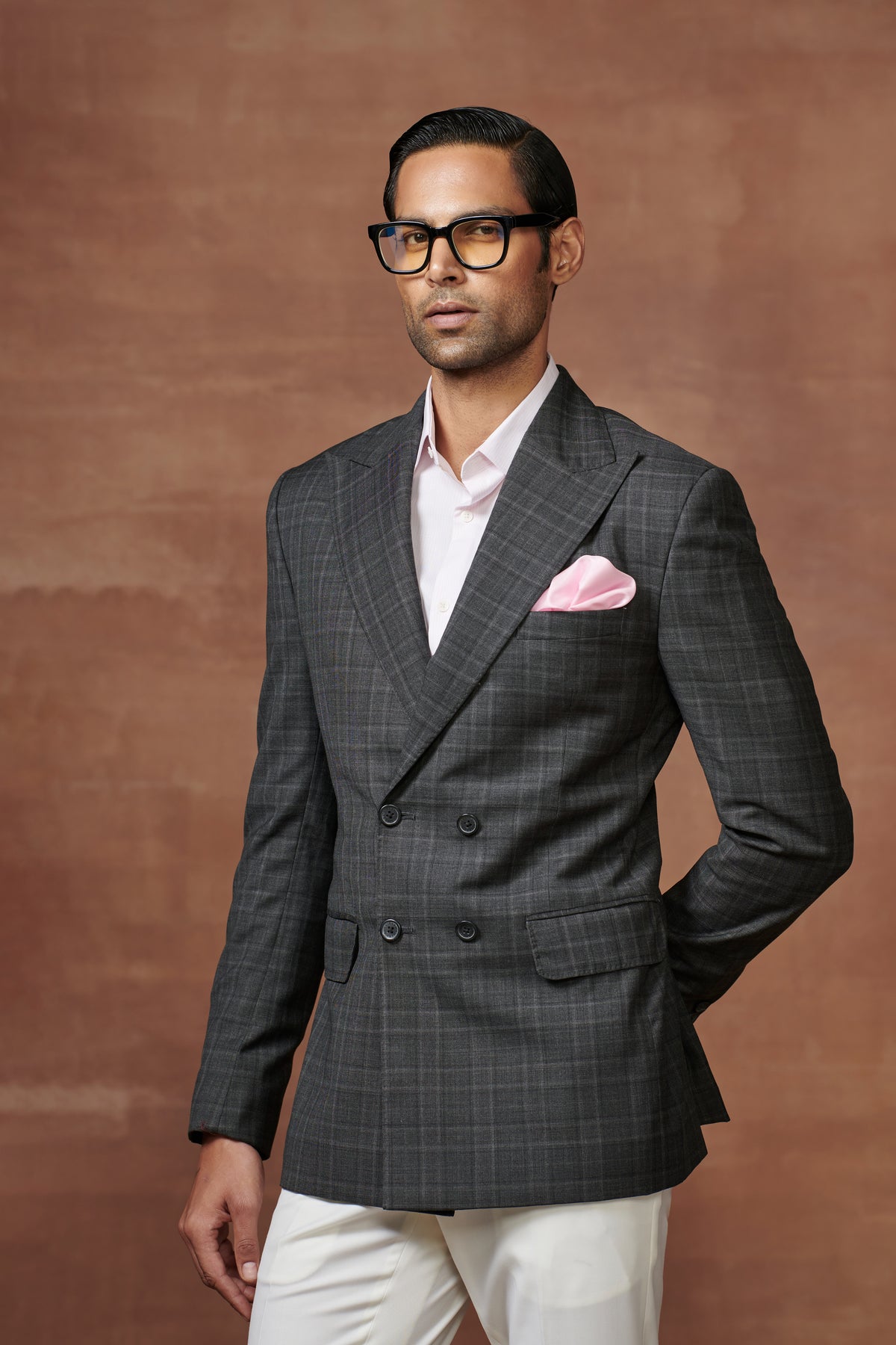 Charcoal Grey Check Western Jacket