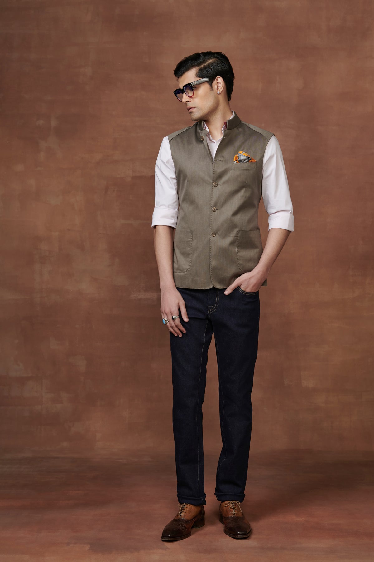 Yoke Detailing Lustrous Waistcoat