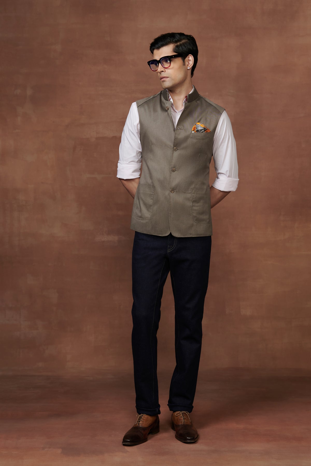 Yoke Detailing Lustrous Waistcoat